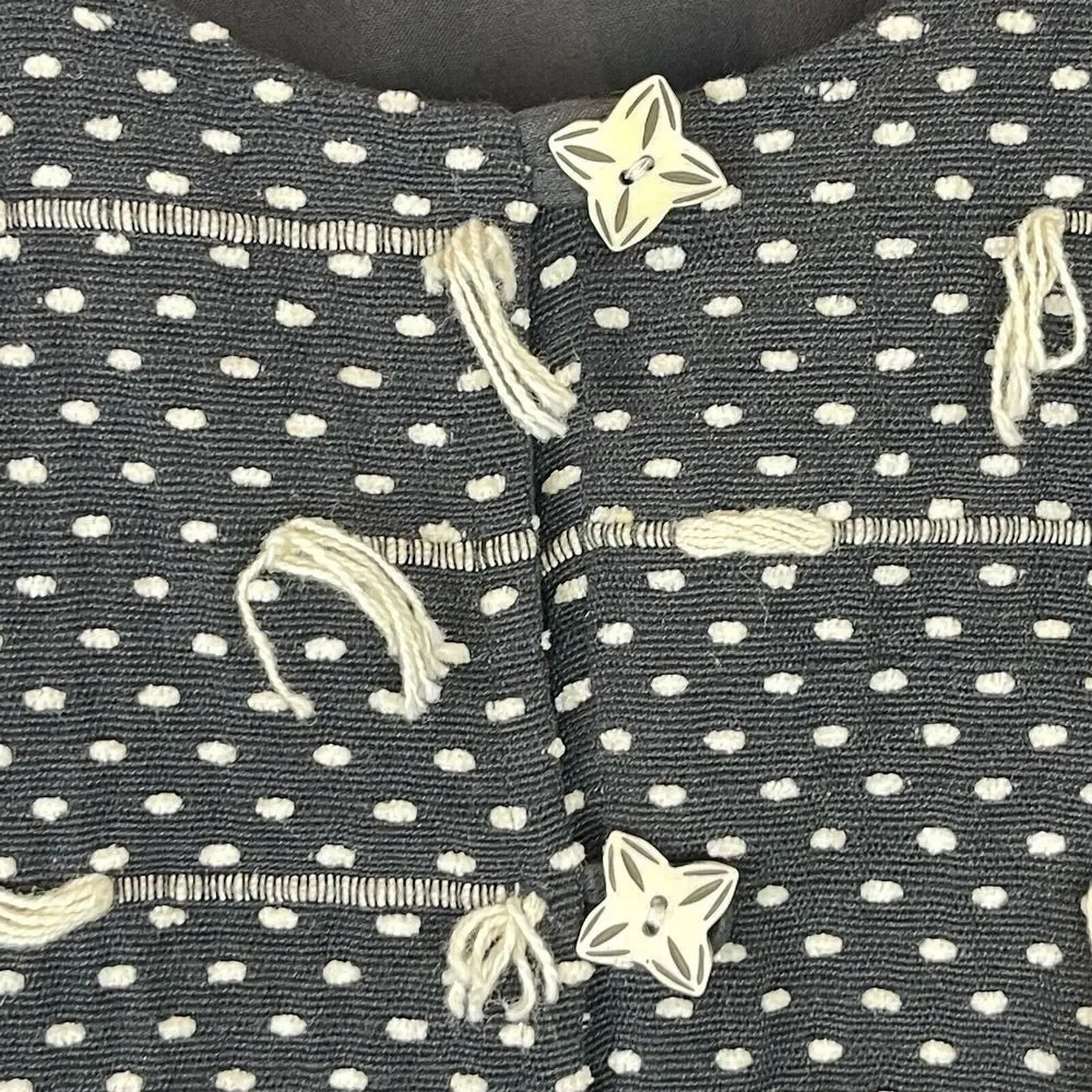 1980s VTG Women’s Jacket size L New Directions Black Textured Abstract Tassel - Picture 8 of 15